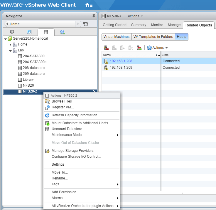 Unmount NFS datastores from VMware ESXi and NFS is in use